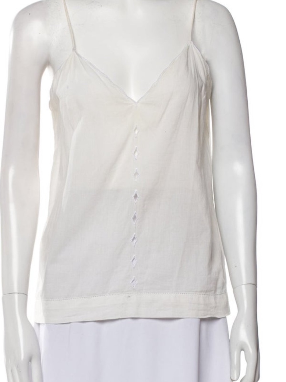 Rouje Cream Spaghetti Strap V-Neck Tank